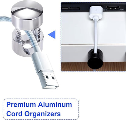 8 Sets Charger Holders for Cords, 8 Colors Adjustable Cable Anchor Holders, Adhesive Metal Cord Clips, Cable Management Wire Organizers for Desk, Office, Nightstand
