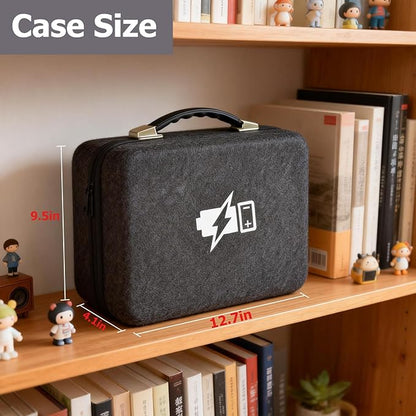 Battery Organizer Storage Case Compatible with 200+ Batteries (AA AAA C D 9V Button), Portable Felt Battery Organizer with Tester & 3 Mesh Pockets, Water-Resistant Box for Drawer & Garage, Case Only