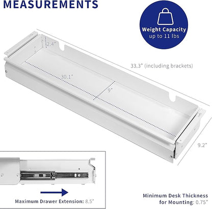 VIVO Large 33 inch Under Desk Slide Out Storage Drawer Organizer, White, DESK-DR33-W