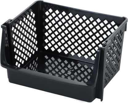 TidyFriend Plastic Stackable Bins for Pantry, 6 Pack Large Stacking Bins Open Front Kitchen, and Bathroom Organization, Open Front Design (Black)