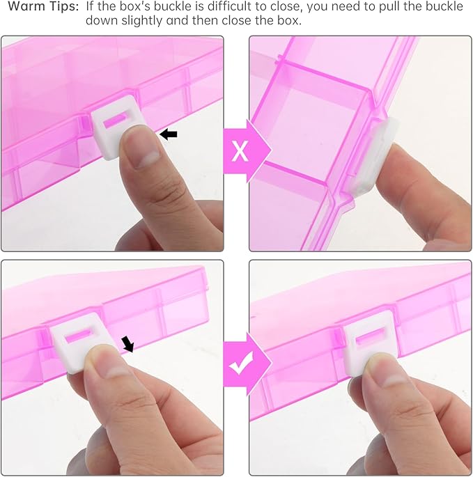 OriGlam 1pcs 17x10CM Plastic Organizer Storage Box with Adjustable Dividers, Jewelry Storage Container Box for Office Supplies Beads Crafts Fishing Tackles (Pink)
