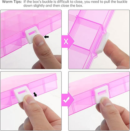 OriGlam 1pcs 17x10CM Plastic Organizer Storage Box with Adjustable Dividers, Jewelry Storage Container Box for Office Supplies Beads Crafts Fishing Tackles (Pink)