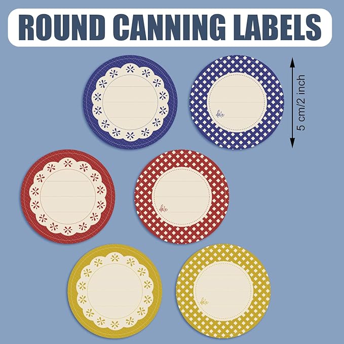 Outus 240 Pieces Canning Label Round Shaped Jar 2 Inch Mason Jar Lid Stickers Multicolored Meal Label for Food Container, Glass Bottle, Canned Supplies, Home and Kitchen Organization, School Class