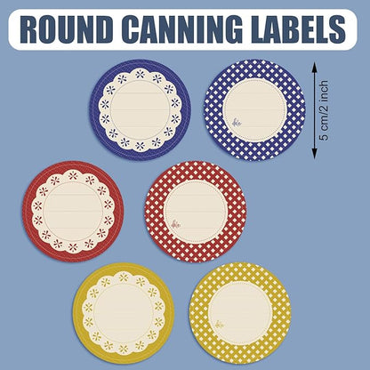 Outus 240 Pieces Canning Label Round Shaped Jar 2 Inch Mason Jar Lid Stickers Multicolored Meal Label for Food Container, Glass Bottle, Canned Supplies, Home and Kitchen Organization, School Class