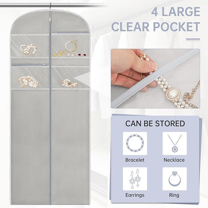 72" Garment Bag for Travel for Hanging Clothes Storage Hanging Suit Cover with Zipper and Accessory Storage for Coats, Dresses, Suits