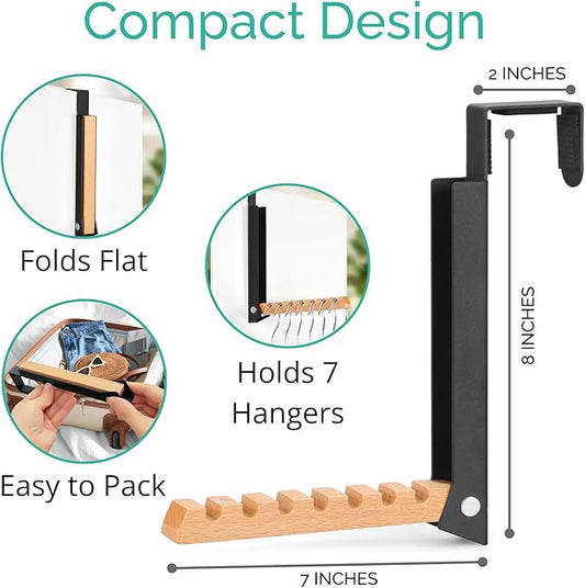 Over-The-Door Laundry Hanger - Convenient Travel Clothes Rack for Easy Drying - Ideal Laundry Hanging Rack for Travel and Home Use Collapsible Portable - 1PCS (Black)