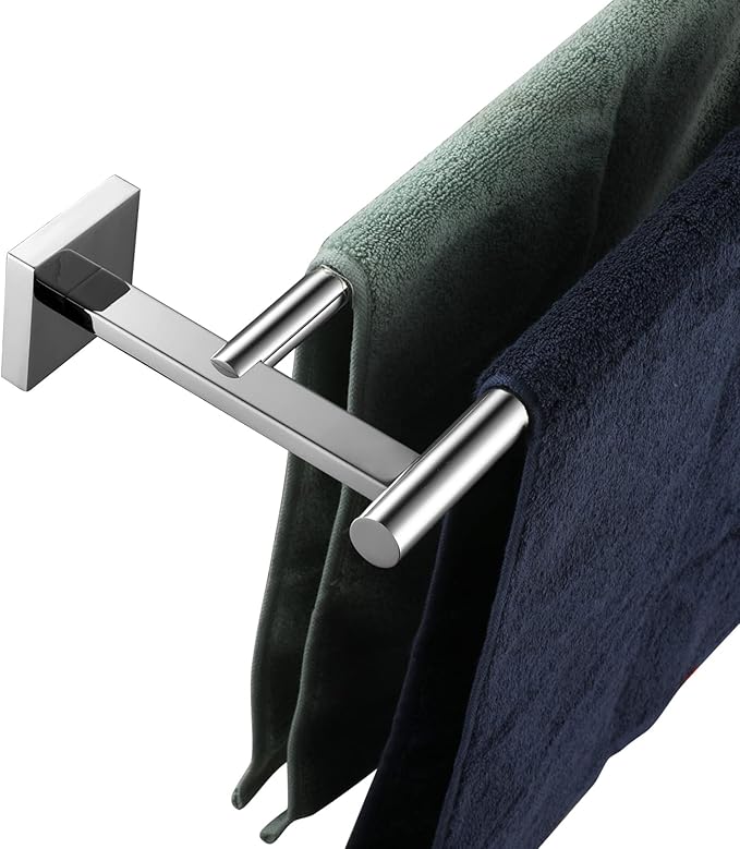 KOKOSIRI Bath Towel Bars Bathroom Double Towel Holder Rack for Toilet Kitchen 24 Inch Necklace Holder Chrome Stainless Steel B5005CH-L24