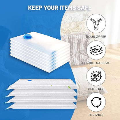 Vacuum Storage Bags for Clothing,With Electric Air Pump Space Saving Compression Bags,Waterproof, 80% Storage Reduction,20 Pack Vacuum Seal Bags (5 Jumbo, 5 Large, 5 Medium, 5 Small) for Clothes