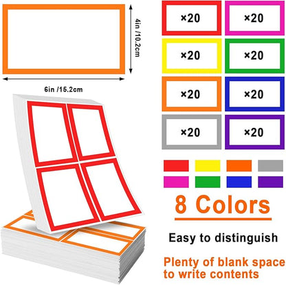 6 x 4 inch Large Moving Labels for Boxes, Blank Moving Boxes Labels Stickers, 160pcs 8 Color Coded Moving Stickers Packing Labels Stickers for Home Organization Projects, Kitchen, Storage Bins