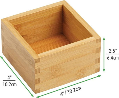 mDesign Bamboo Storage Bin Container, Drawer Organizer Crate Boxes for Kitchen Pantry Cabinet, Shelf, Island or Countertop, Holds Snacks, Spices, or Drinks, Echo Collection, 2 Pack, Natural/Tan