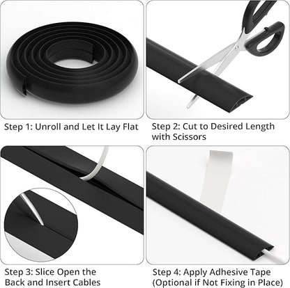 ZhiYo 3.6ft Cord Covers for Wires on Floor, Cord Hider Floor Hide Extension Cords, Soft PVC Cable Cover Cable Protector, Wire Cavity W0.62in H0.31in, Vintage Coffee