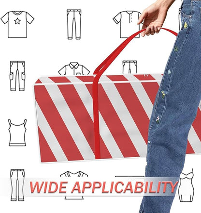 Safana Wrapping Paper Organizer Storage Bag, 42" Durable 600d Oxford Wrapping Organizer Box Under Bed Storage Containers for Decorations Paper Rolls, Ribbons, Balls, Bows (Red Stripe)