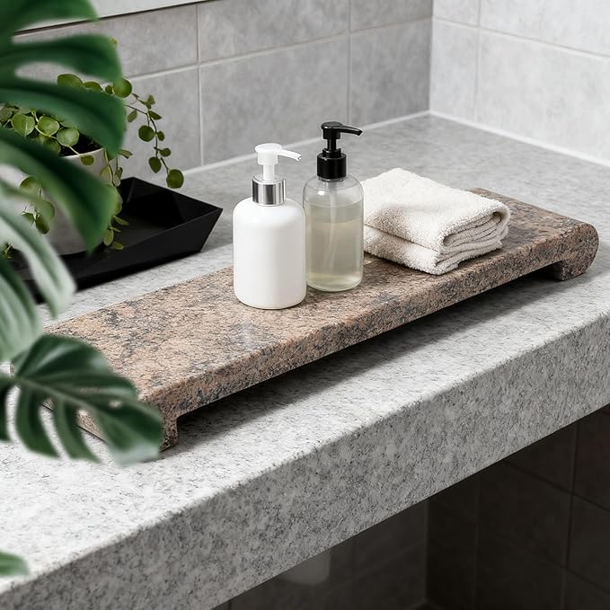Natural Marble Tray Marble Pedestal Stand 4.02“ x 15.98”for Kitchen Counter, Bathroom, Home Decor, Small Plant Tray Soap Dish Holder for Jewelry, Vanity, Counter Luxury Decorative Tray (Golden Star)