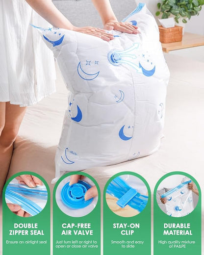 Travel Compression Bags, 25 Pack Vacuum Storage Bags with 1500mAh Rechargeable Battery, Vacuum Seal Bag for Space Saving Clothes, Blanket, Duvets, Pillows, Comforters, Travel Essentials, Luggage