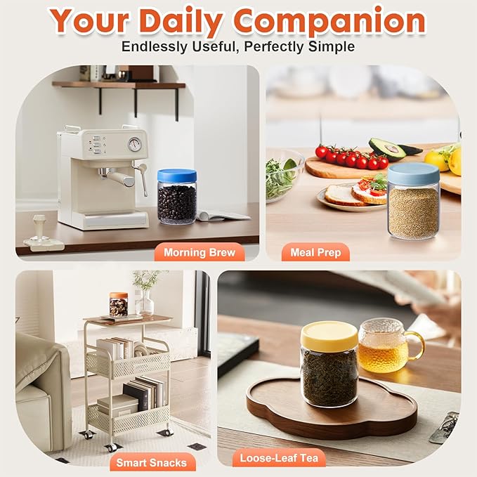 Premium 16oz Borosilicate Glass Jars With Airtight Lids (4 Pack) - Freezer, Oven, Microwave & Dishwasher Safe - Wide Mouth Meal Prep Containers For Pantry Storage, Soups & Overnight Oats