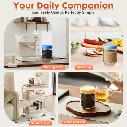Premium 16oz Borosilicate Glass Jars With Airtight Lids (4 Pack) - Freezer, Oven, Microwave & Dishwasher Safe - Wide Mouth Meal Prep Containers For Pantry Storage, Soups & Overnight Oats