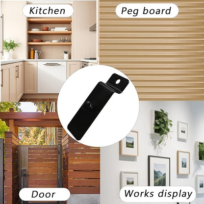12Pcs Utility Hooks, Heavy Duty Black Metal Slatwall Hooks, Slatwall Accessories for Kitchen Peg Board, Panel Wall Hangers, Gridwall Hooks for Commercial Office Display Picture Photo Painting