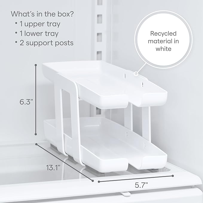 YouCopia RollDown Can Dispenser, Space-Saving Rolling Dispenser and Organizer for Refrigerator Storage, White