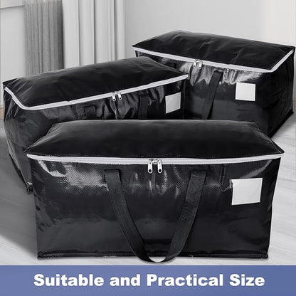 StorageRight Heavy Duty Moving Boxes-Moving Bags with Zipper, Reinforced Handles and Tag Pocket-Collapsible Moving Supplies-Totes for Storage Great for moving, Storage and Travel 93L(Black-6 Pack)