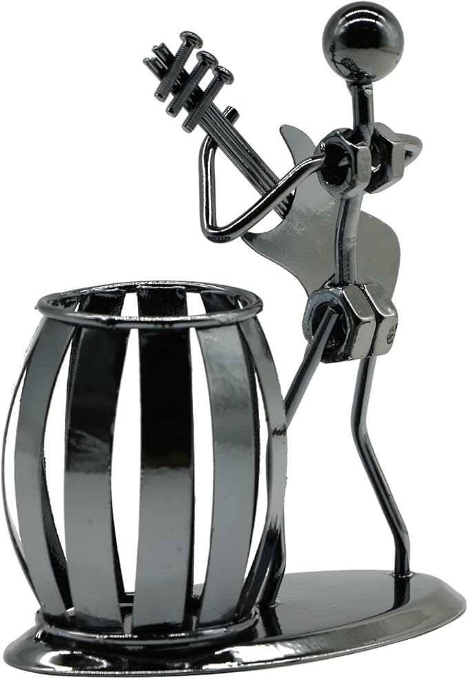 Pen Holder for Desk, Guitar Style Pencil Holder for Men Gifts, Cute Metal Pen Cup for Office Decor Desktop Organizer Desk Accessories