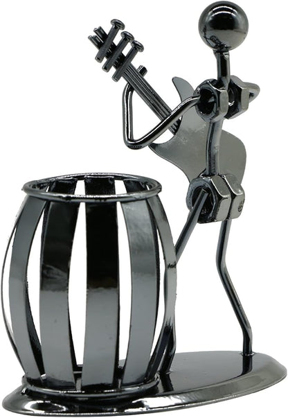 Pen Holder for Desk, Guitar Style Pencil Holder for Men Gifts, Cute Metal Pen Cup for Office Decor Desktop Organizer Desk Accessories
