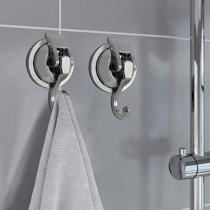 YSSILADI Heavy Duty Suction Cup Hooks for Shower, Bathroom Robe - Vacuum Glass Hooks, Reusable, No Hole Punched, for Garland Decoration (Silver, 6 Pack)