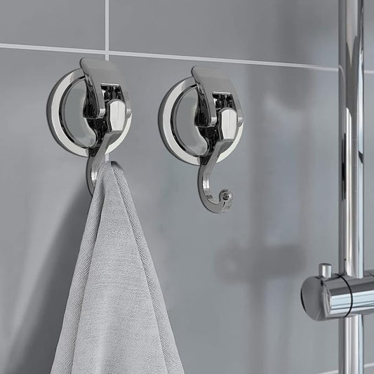YSSILADI Heavy Duty Suction Cup Hooks for Shower, Bathroom Robe - Vacuum Glass Hooks, Reusable, No Hole Punched, for Garland Decoration (Silver, 6 Pack)