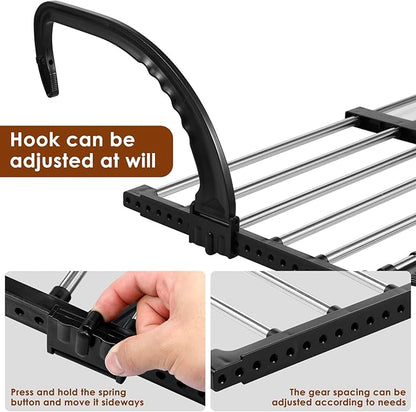 Portable Clothes Drying Rack for Balcony,Foldable Railings Windowsill, Retractable Radiator Clothes Airer,28"x13" Folding Towel Rack Indoor Outdoor Travel Laundry Rack with Clips (B-28"x13")