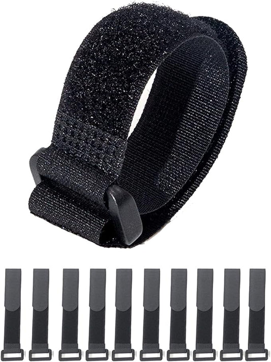 Fastening Nylon Strap with Buckle,10Pack Reusable Self-Adhesive Hook and Loop Cable Securing Straps,Adjustable Cinch Straps for Cords Organized and Tidy(1" x 8")
