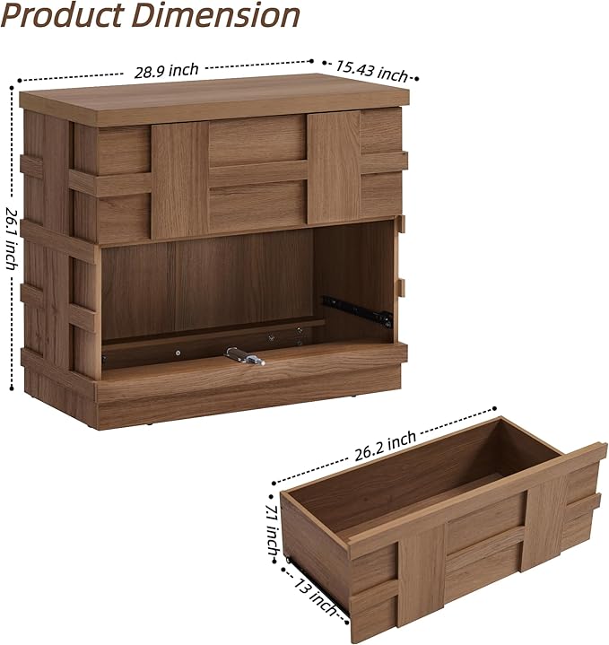 VividVibe Night Stand, Nightstand with Drawers, Bedside Table Large 3D Woven Texture Side Table Bedroom Home Office, End Table Mid Century Modern Accent Wooden Night Stand Set 2 Brown Oak
