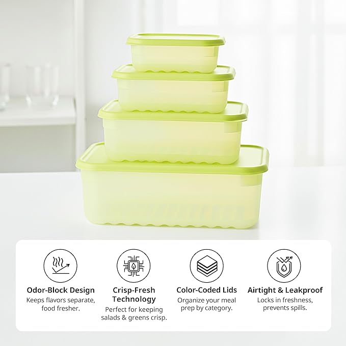 LocknLock HLE5300 Fresh-Block Plastic Food Storage Container with Lid for Fruits, Veggies, Produce, Meal Prep, Leftovers, BPA-Free, Airtight, Leakproof, Microwave, Dishwasher, Freezer-Safe, 760ml
