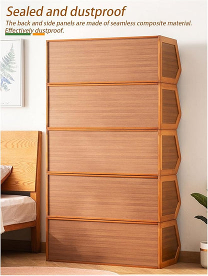 Storage Bins with Bamboo Lid – Stackable, Multi-Purpose Organizers for Pantry, Closet, Kitchen, and Home – Elegant Wicker-Style Design,Black,33.9 * 11.8In/86 * 30cm