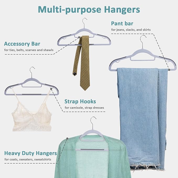 LMTrystFit 30-Pack Plastic Clothes Hangers, Space Saver, Non Slip, 360° Swivel Hook, 0.2 Inches Slim, Sturdy Heavy Duty Hangers for Coat, Durable Hangers for Suits, Light and Dark Gray