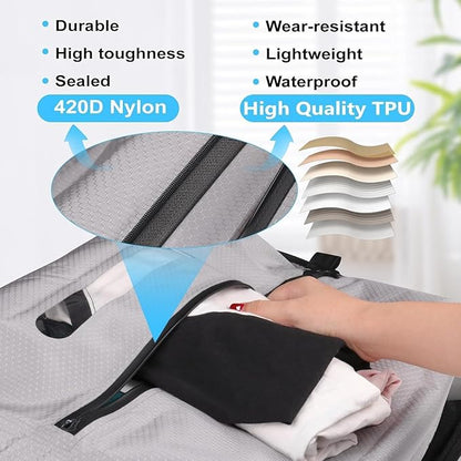 AIDONS Vacuum Bags for Travel with See-Through Window & 5KPa Pump Space Saver Vacuum Seal Bags for Clothing Travel IP67 Reusable Packing Organizers for Luggage, Backpack, Suitcase Grey 2PC+Pump
