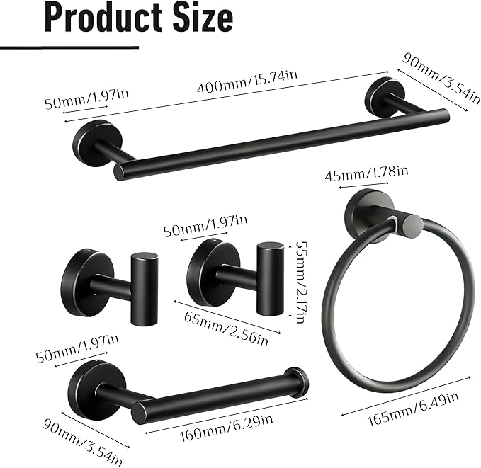 Towel Racks for Bathroom, Paper Towel Holder Shower Shelves Bath Towel Bar Set Stainless Steel Towel Racks for Bathroom Wall Mounted 1 Set (Silver)