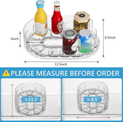 Lazy Susan Turntable Organiser for Fridge, 360°Rotating Spice Racks for Kitchen Cabinet, Fridge and Pantry Organizer, 33 X 7.5cmClear PET Revolving Condiment Holder﻿