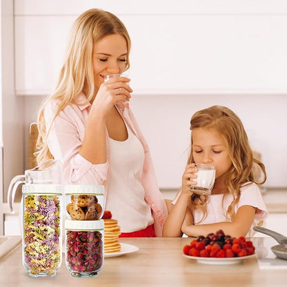 Hoa Kinh Glass Overnight Oats Jars with Lids, 3Pack Leak Proof Small Stackable Glass Jar Kitchen Canisters for Overnight Oats, Cereal, Clear Empty Jars with Lids for Kitchen