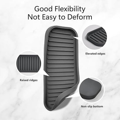 Mofason Silicone Sponge Holder, Tray for Soap and Sponge, Kitchen Sink Tray, Accessories to Help You Clean Kitchen Sink Sponge Rack（Gray, 2 Pack）