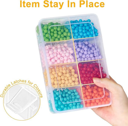 4 Pack 8 Grids Bead Organizer and Storage, Small Clear Plastic Divided Box with Removable Dividers and Labels for Snacks Candies Jewelry Crafts Electronics Small Parts Organizer Tackle Boxe(4)