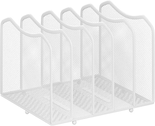 Simple Trending Mesh Desktop File Sorter Organizer, 5-Section Bookshelf for Desk Home Office, White