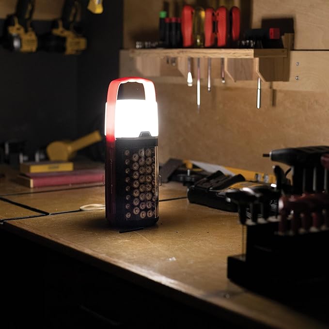 Ontel Battery Daddy Lantern, 2-in-1 Battery Powered Lamp & Battery Organizer, Ultra-Bright 1,000 Lumens Utility Light, Stores & Protects Up to 42 Batteries, Includes Battery Tester & Screwdriver