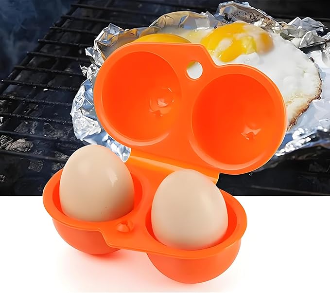 Portable Egg Storage Eggs Holder Box Container Hiking Outdoor Camping Carrier For 2 Egg Case (Orange)