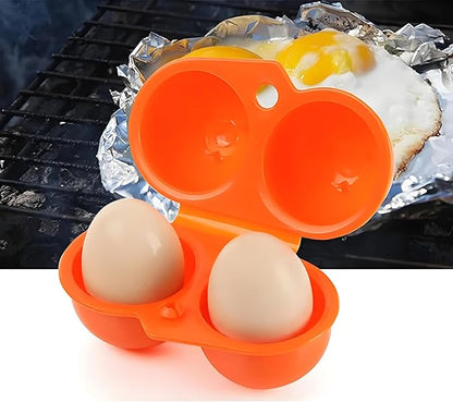 Portable Egg Storage Eggs Holder Box Container Hiking Outdoor Camping Carrier For 2 Egg Case (Orange)