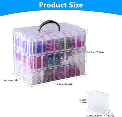 VTG Bead Organizer Box, 84 Pcs Small Organizers, 3-Tier Bead Storage Containers Portable Organizer and Storage Box Stackable Plastic Cases for Bracelet Making DIY Jewelry Nail Charms