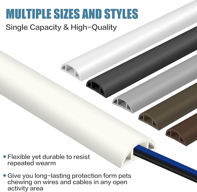 Floor Cord Covers for Wires 3.3FT Cable Hider Wire Cover Self Adhesive Cord Hider Floor for Offices, Homes, Workshops, Warehouses Cable Cavity 0.39" W x 0.27" H