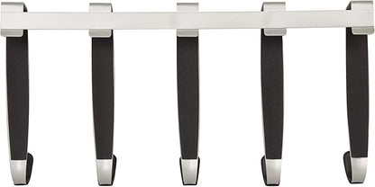 Umbra Schnook Steel Over-The-Door Multi-Hook - 5 Metal Hooks Measure 18" x 8" - Perfect for Hanging Robes, Towels, Shower & Bath Accessories - Keep Your Bathroom Organized and Neat