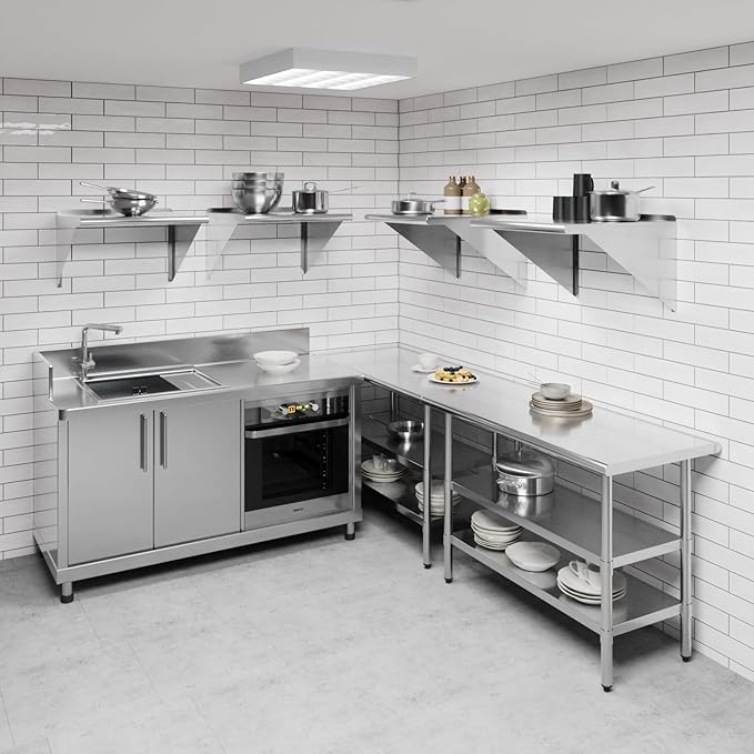 AmGood 24" Long X 24" Deep Stainless Steel Wall Shelf | NSF | Appliance & Equipment Metal Shelving | Kitchen, Restaurant, Garage, Laundry, Utility Room