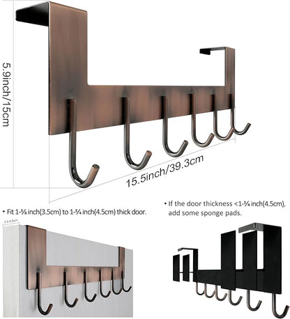 WEBI Over The Door Hooks for Hanging,Door Hanger:Over The Door Towel Rack,Over The Door Coat Rack Door Coat Hanger,6 Hooks for Hanging Clothes,Towels,Hats,Back of Bathroom,Antique Copper