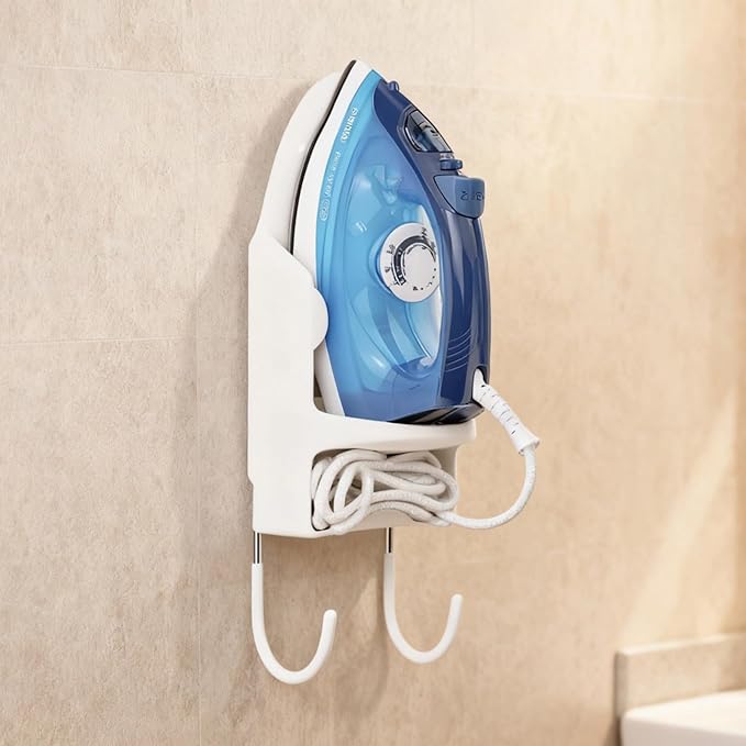 Pbt Ironing Board Wall Mount Holder with Hooks, Heat-Resistant Organizing Solution for Laundry, 12.4 X 15.4 X 5.7 in