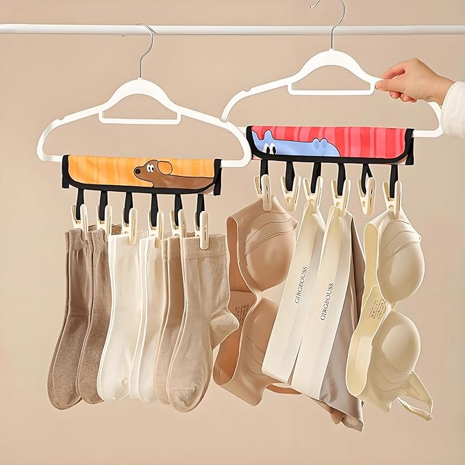 Foldable Clothes Drying Rack - 3-Pack with 18 Clips, Portable Laundry Hanger for Socks, Underwear & Towels - Compact Oxford Fabric & Polypropylene, Travel-Friendly
